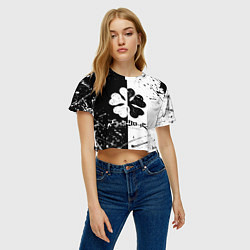 Футболка 3D укороченная женская ЧЁРНЫЙ КЛЕВЕР, цвет: 3D-принт — фото 2