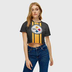 Футболка 3D укороченная женская Pittsburgh Steelers, цвет: 3D-принт — фото 2