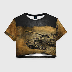 Футболка 3D укороченная женская Tanks are not afraid mud, цвет: 3D-принт