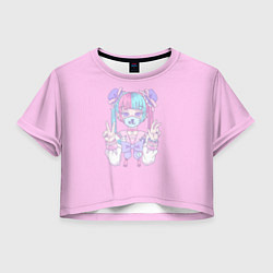 Футболка 3D укороченная женская Corona-Girl, цвет: 3D-принт