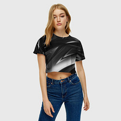 Футболка 3D укороченная женская GEOMETRY STRIPES BLACK & WHITE, цвет: 3D-принт — фото 2