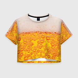 Футболка 3D укороченная женская ПИВО, цвет: 3D-принт