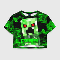 Футболка 3D укороченная женская MINECRAFT CREEPER, цвет: 3D-принт