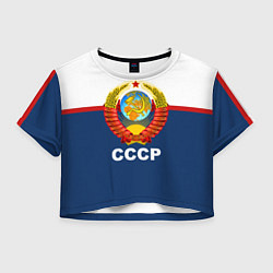 Футболка 3D укороченная женская СССР, цвет: 3D-принт