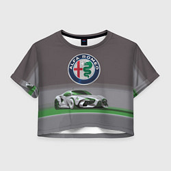 Футболка 3D укороченная женская Alfa Romeo motorsport, цвет: 3D-принт