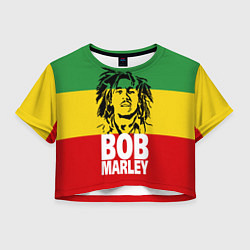 Футболка 3D укороченная женская Bob Marley, цвет: 3D-принт