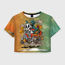 Футболка 3D укороченная женская Пивной гонщик, цвет: 3D-принт