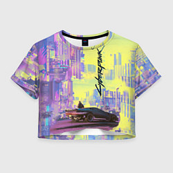 Футболка 3D укороченная женская Cyberpunk 2077, цвет: 3D-принт