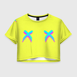 Футболка 3D укороченная женская CYBERSTYLE PINK YELLOW, цвет: 3D-принт