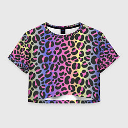 Футболка 3D укороченная женская Neon Leopard Pattern, цвет: 3D-принт