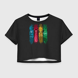 Футболка 3D укороченная женская Неистовый Квартет, цвет: 3D-принт