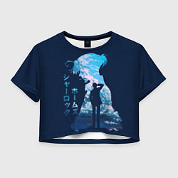 Футболка 3D укороченная женская Силуэт Холмса, цвет: 3D-принт