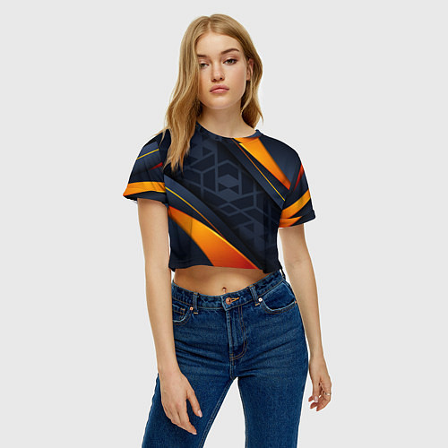 Женский топ BLACK ORANGE / 3D-принт – фото 3