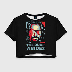 Футболка 3D укороченная женская The Dude Abides Лебовски, цвет: 3D-принт