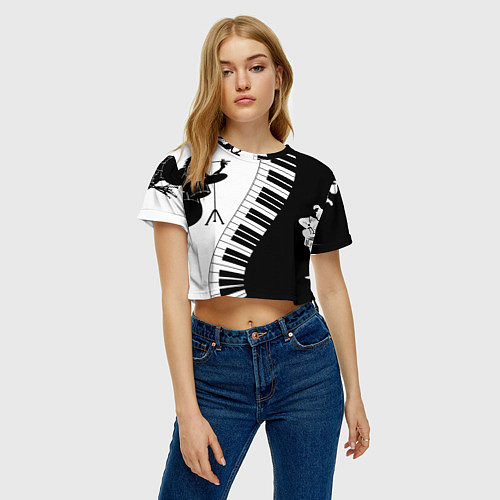 Женский топ Черно Белое пианино / 3D-принт – фото 3