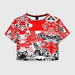 Футболка 3D укороченная женская Crazy, цвет: 3D-принт