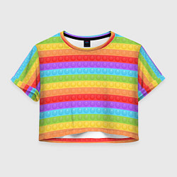 Футболка 3D укороченная женская ПОП ИТ POP IT, цвет: 3D-принт