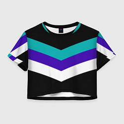 Футболка 3D укороченная женская Классика Три Полоски, цвет: 3D-принт