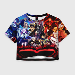 Футболка 3D укороченная женская Черный клевер герои и вселенная Аста Юно, цвет: 3D-принт