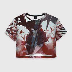 Футболка 3D укороченная женская Аста в режиме демона черный клевер, цвет: 3D-принт