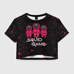 Футболка 3D укороченная женская ИГРА В КАЛЬМАРА, ФИГУРКИ СТРАЖЕЙ, цвет: 3D-принт