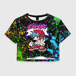 Футболка 3D укороченная женская FRIDAY NIGHT FUNKIN БРЫЗГИ КРАСОК, ГЕРОЙ, цвет: 3D-принт