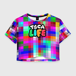 Футболка 3D укороченная женская Toca Life: Pixels, цвет: 3D-принт