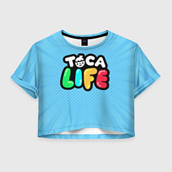 Футболка 3D укороченная женская Toca Life: Logo, цвет: 3D-принт