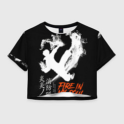 Футболка 3D укороченная женская Пламенный отряд, цвет: 3D-принт