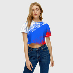 Футболка 3D укороченная женская Флаг РФ триколор, цвет: 3D-принт — фото 2