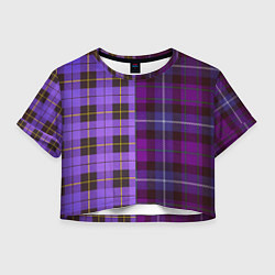 Футболка 3D укороченная женская Purple Checkered, цвет: 3D-принт