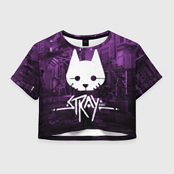 Футболка 3D укороченная женская Stray, цвет: 3D-принт