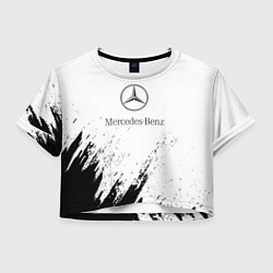 Футболка 3D укороченная женская Mercedes-Benz - White texture, цвет: 3D-принт
