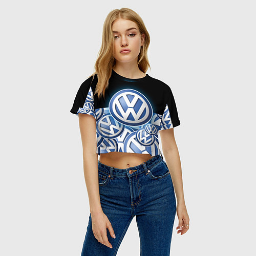 Женский топ Volkswagen Большое лого паттерн / 3D-принт – фото 3