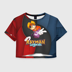 Футболка 3D укороченная женская Rayman на абстрактном фоне, цвет: 3D-принт