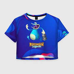 Футболка 3D укороченная женская Синий globox Rayman, цвет: 3D-принт