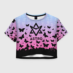 Футболка 3D укороченная женская ASTRO БАБОЧКИ, цвет: 3D-принт