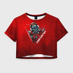 Футболка 3D укороченная женская Cyborg music, цвет: 3D-принт