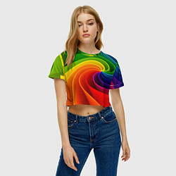 Футболка 3D укороченная женская Спираль Модный узор 2023 Неон, цвет: 3D-принт — фото 2