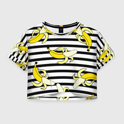 Футболка 3D укороченная женская Banana pattern Summer, цвет: 3D-принт