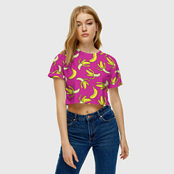 Футболка 3D укороченная женская Banana pattern Summer Color, цвет: 3D-принт — фото 2