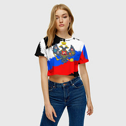 Футболка 3D укороченная женская Россия - имперский герб, цвет: 3D-принт — фото 2