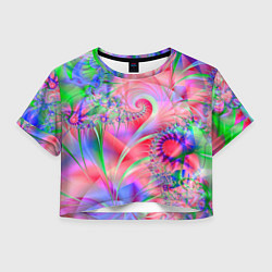 Футболка 3D укороченная женская WRITHING COLORED FRACTALS, цвет: 3D-принт