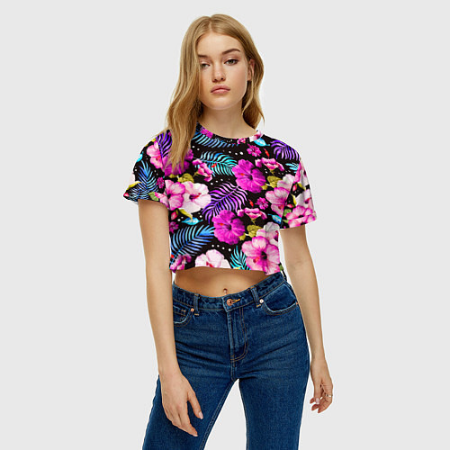 Женский топ Floral pattern Summer night Fashion trend / 3D-принт – фото 3