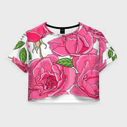 Футболка 3D укороченная женская Летне-розовое настроение, цвет: 3D-принт