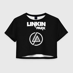 Футболка 3D укороченная женская Linkin Park логотип и надпись, цвет: 3D-принт