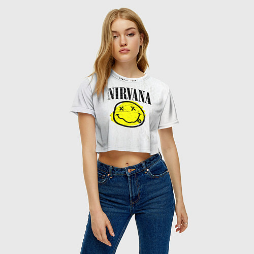 Женский топ Nirvana логотип гранж / 3D-принт – фото 3