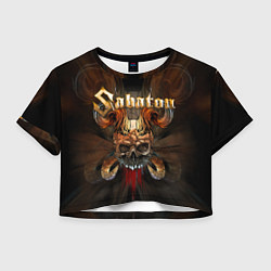 Футболка 3D укороченная женская SABATON САБАТОН SKULL, цвет: 3D-принт