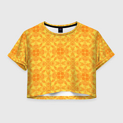 Футболка 3D укороченная женская Желтый абстрактный летний орнамент, цвет: 3D-принт