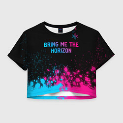 Футболка 3D укороченная женская Bring Me the Horizon Neon Gradient, цвет: 3D-принт